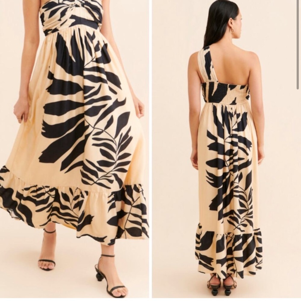 Anthropologie Black and Tan Maxi Dress